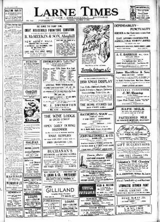 cover page of Larne Times published on November 30, 1950