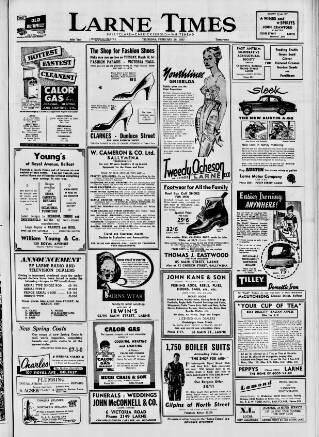 cover page of Larne Times published on February 28, 1957