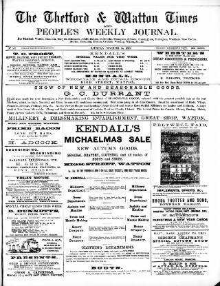 cover page of Thetford & Watton Times published on November 15, 1890