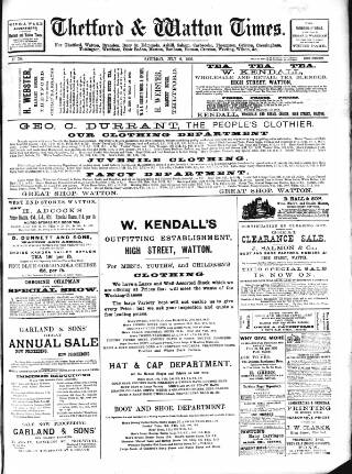 cover page of Thetford & Watton Times published on July 6, 1895