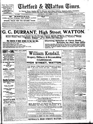 cover page of Thetford & Watton Times published on December 30, 1916
