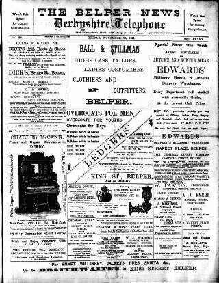 cover page of Belper News published on November 15, 1901