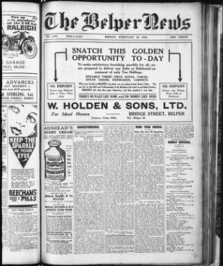 cover page of Belper News published on February 28, 1930