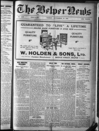 cover page of Belper News published on September 18, 1931