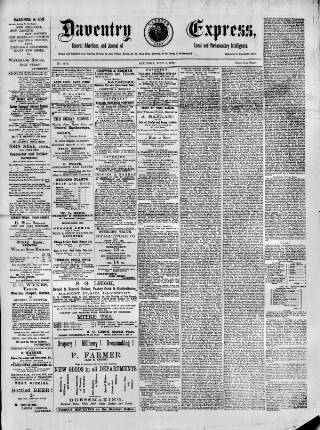 cover page of Daventry and District Weekly Express published on July 6, 1889