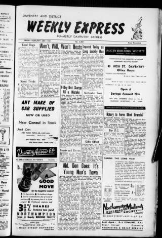 cover page of Daventry and District Weekly Express published on February 28, 1958