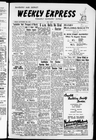 cover page of Daventry and District Weekly Express published on September 18, 1959