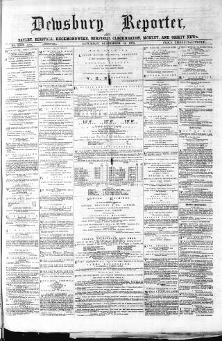 cover page of Dewsbury Reporter published on September 18, 1875