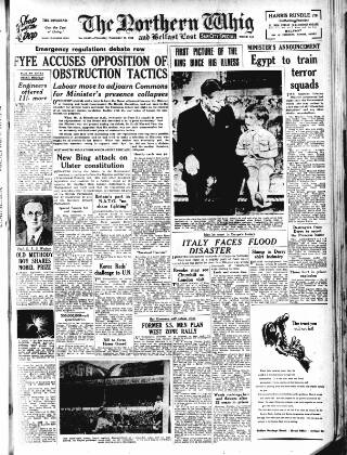 cover page of Northern Whig published on November 15, 1951