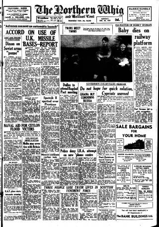 cover page of Northern Whig published on December 30, 1957