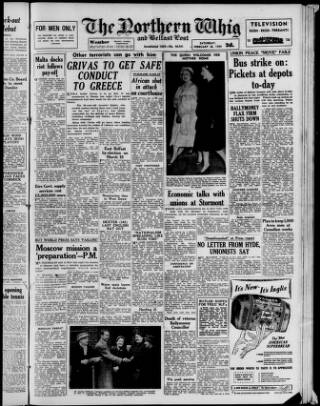 cover page of Northern Whig published on February 28, 1959