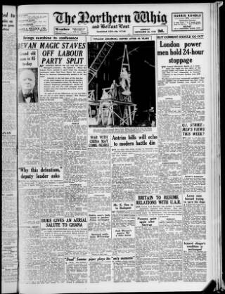 cover page of Northern Whig published on November 30, 1959