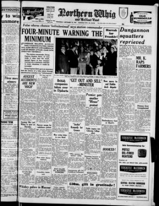 cover page of Northern Whig published on September 18, 1963