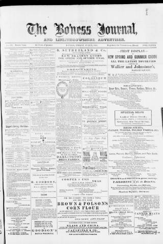 cover page of Bo'ness Journal and Linlithgow Advertiser published on July 6, 1888