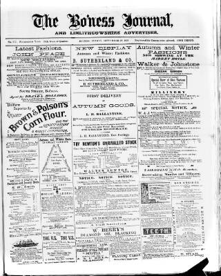 cover page of Bo'ness Journal and Linlithgow Advertiser published on September 18, 1891
