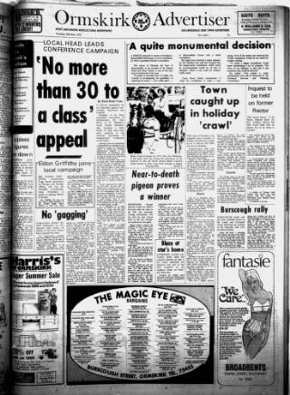 cover page of Ormskirk Advertiser published on May 29, 1975