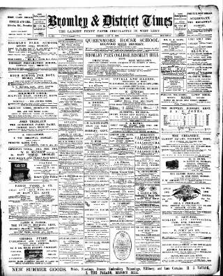 cover page of Bromley & District Times published on July 6, 1894