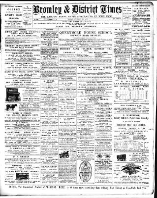 cover page of Bromley & District Times published on November 30, 1894