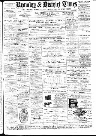 cover page of Bromley & District Times published on February 28, 1896