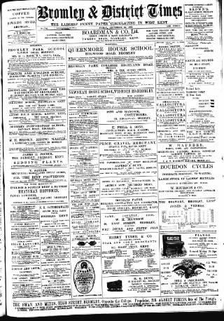 cover page of Bromley & District Times published on September 18, 1896