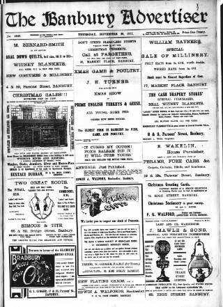 cover page of Banbury Advertiser published on November 30, 1911