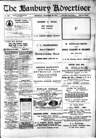cover page of Banbury Advertiser published on December 30, 1915