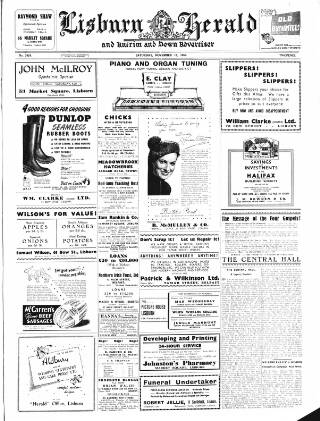 cover page of Lisburn Herald and Antrim and Down Advertiser published on November 15, 1952