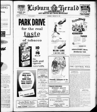 cover page of Lisburn Herald and Antrim and Down Advertiser published on February 28, 1959