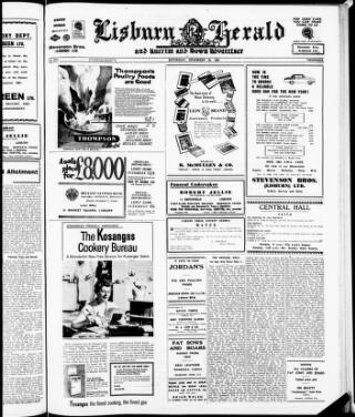 cover page of Lisburn Herald and Antrim and Down Advertiser published on December 30, 1961