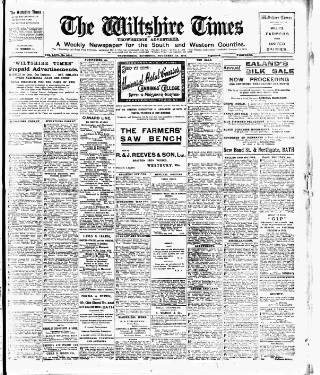 cover page of Wiltshire Times and Trowbridge Advertiser published on November 15, 1919