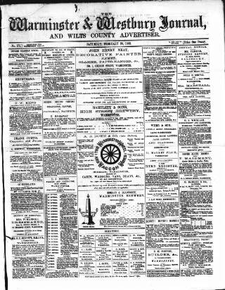 cover page of Warminster & Westbury Journal published on February 28, 1885