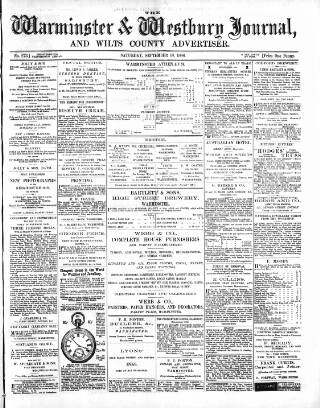 cover page of Warminster & Westbury Journal published on September 18, 1886