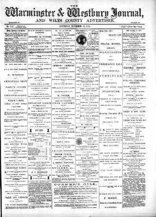 cover page of Warminster & Westbury Journal published on November 30, 1895