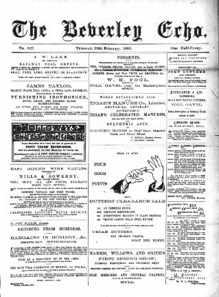 cover page of Beverley Echo published on February 28, 1893