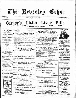 cover page of Beverley Echo published on July 6, 1898