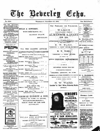 cover page of Beverley Echo published on September 18, 1901
