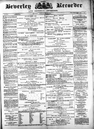 cover page of Beverley and East Riding Recorder published on May 29, 1875