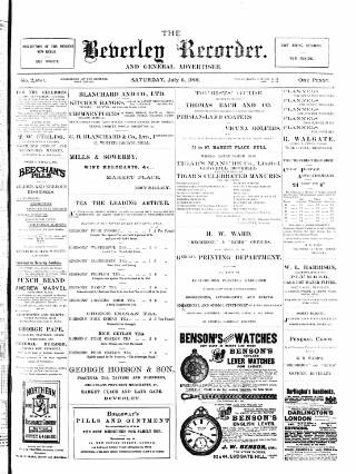 cover page of Beverley and East Riding Recorder published on July 6, 1901