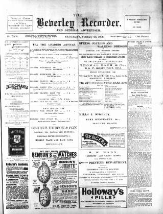 cover page of Beverley and East Riding Recorder published on February 28, 1903