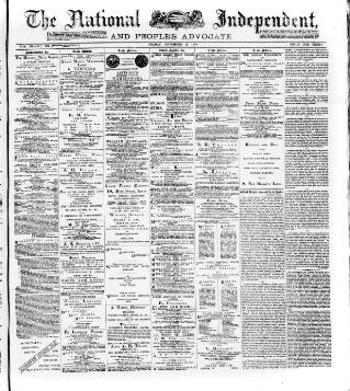 cover page of National Independent and People's Advocate published on November 15, 1878