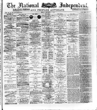 cover page of National Independent and People's Advocate published on December 13, 1878