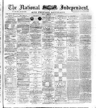 cover page of National Independent and People's Advocate published on December 27, 1878