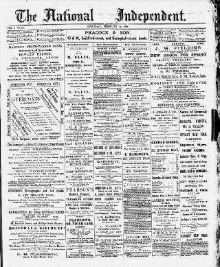 cover page of National Independent and People's Advocate published on February 16, 1889