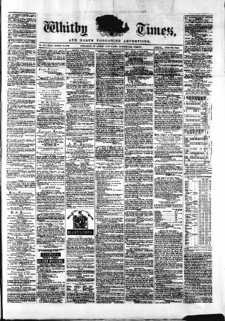 cover page of Whitby Times, and North Yorkshire Advertiser published on September 18, 1874