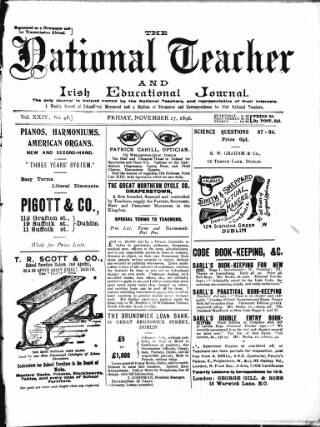 cover page of National Teacher (Dublin) published on November 27, 1896