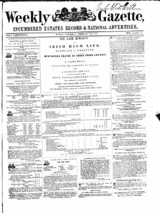 cover page of Weekly Gazette (Dublin) published on February 24, 1855