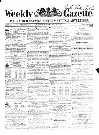 cover page of Weekly Gazette (Dublin) published on May 12, 1855