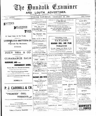 cover page of Dundalk Examiner and Louth Advertiser published on February 28, 1903