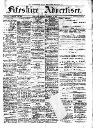 cover page of Fifeshire Advertiser published on November 15, 1889