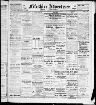 cover page of Fifeshire Advertiser published on December 30, 1922